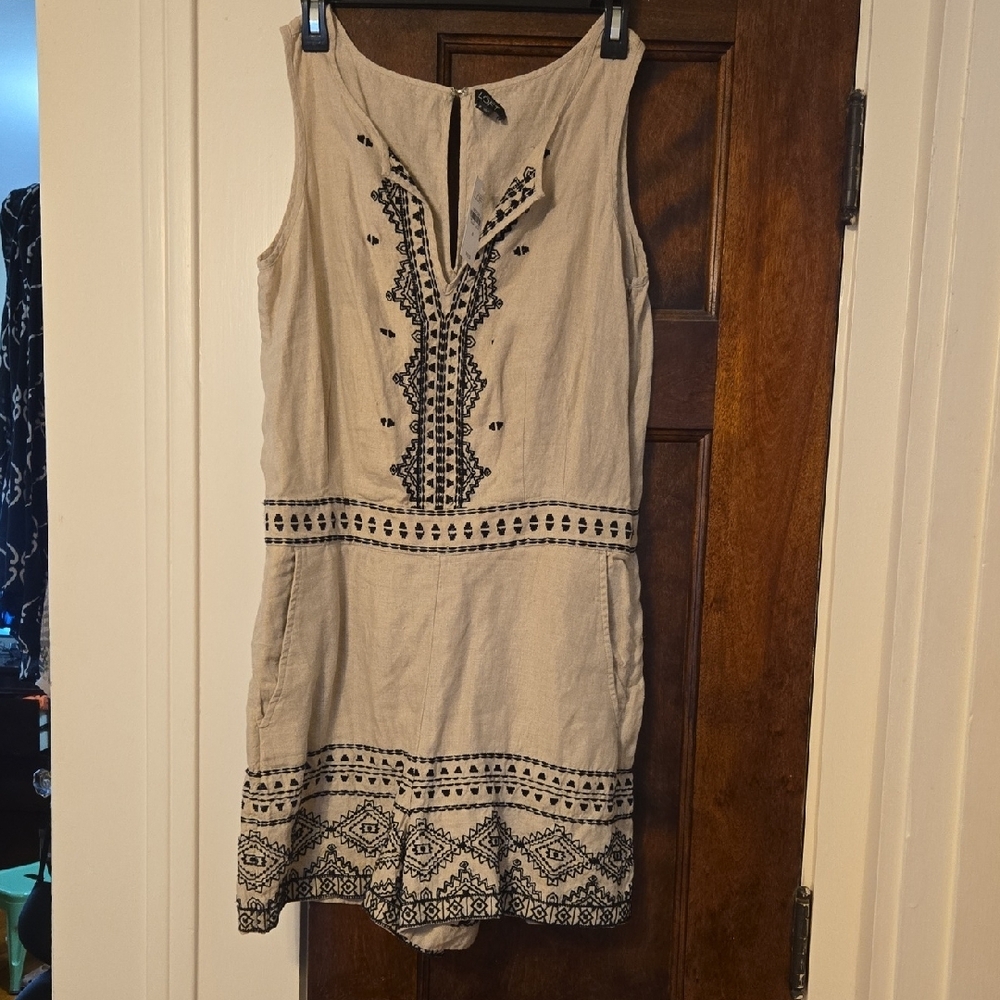 LOFT Cream and Black Mini Dress